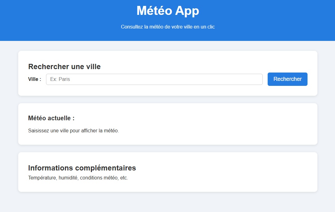 Capture d'écran du site météo